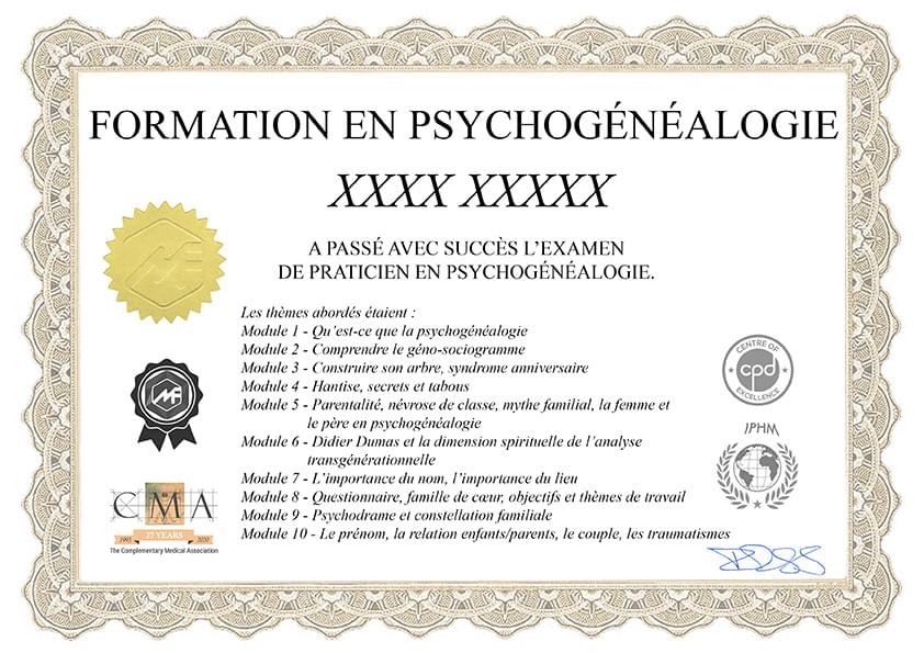 Formation psychogénéalogie avis